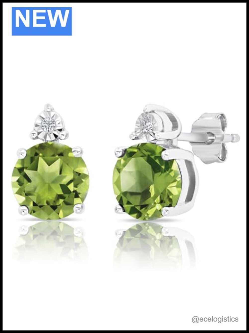 925 Sterling Silver 7MM Gemstone Diamond Accent Halo Stud Earrings